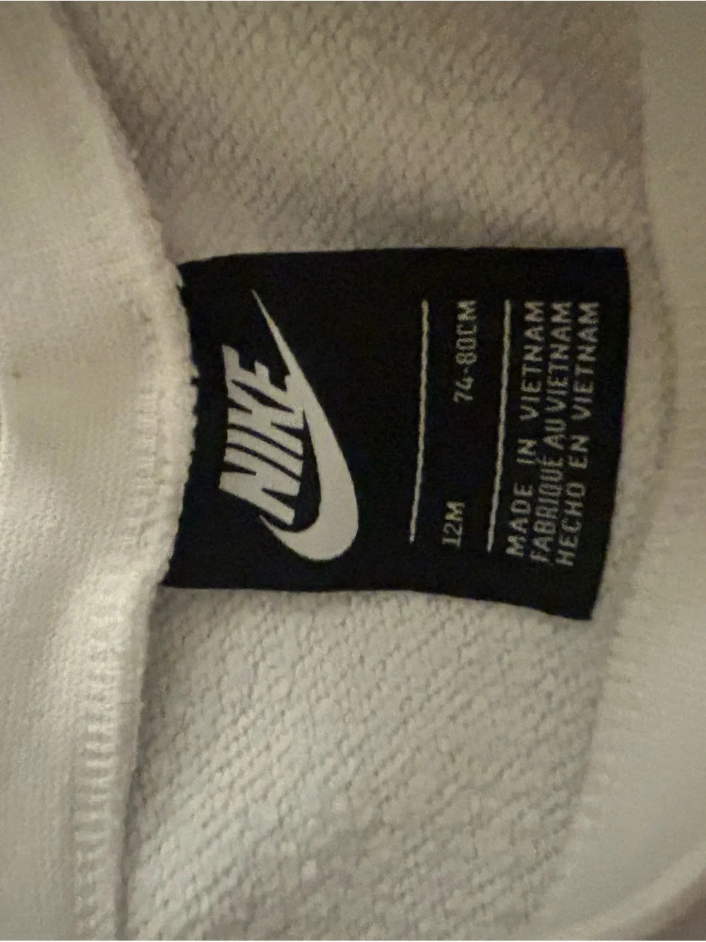 Toddler Nike White Crewneck with Black Logo Tag